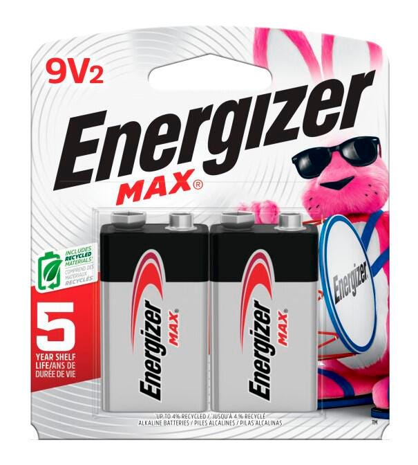 Energizer MAX Alkaline 9V Batteries, Pack of 2 2133740